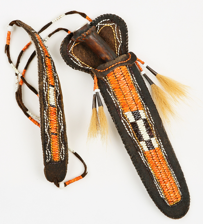 CLA 2019 Auction: Neck knife and quilled sheath by Charles Wallingford ...